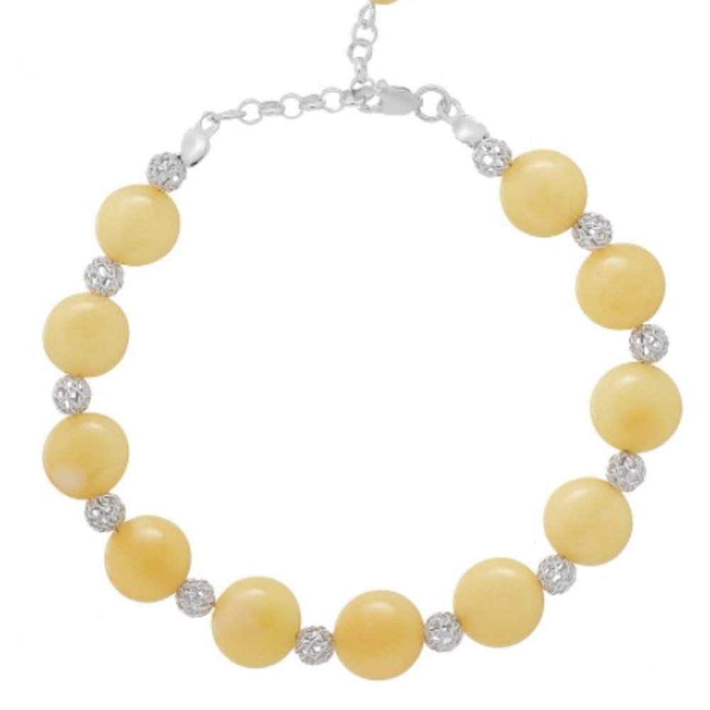 Amber Extraordinaire Artisan Collection Sterling Silver Butter Amber Bracelet